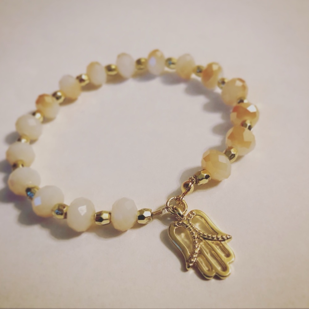 “Talk to the Hamsa” bead bracelet handmade